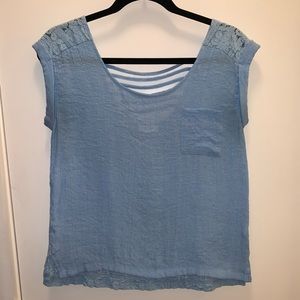 Blue top with lace back